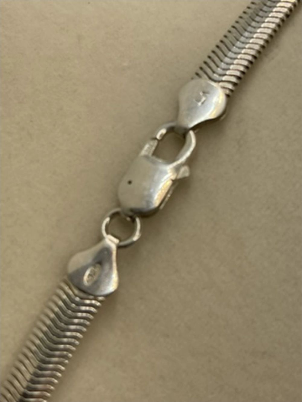Silver Chain portion of a Gently Preowned 925 Sterling Silver Flat Snake Herringbone Chain