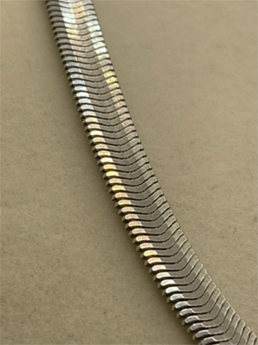 Ribbed Strip portion of a Gently Preowned 925 Sterling Silver Flat Snake Herringbone Chain