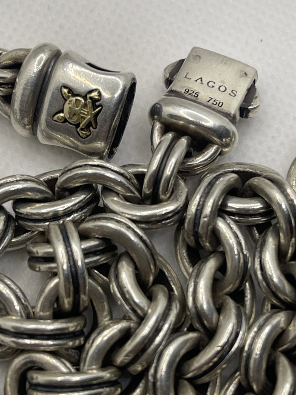 Preowned Mens LAGOS Anthem Double Link Chain Neckace 22" with Lagos 925v 750 on the clasp