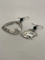 Preowned Sassi LaMuth Sterling Silver Rabbit Cut Out Earrings