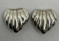 Preowned Taxco TO-26 Puffy Heart Sterling Silver Clip On Earrings