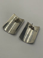 Back View of the Preowned Vintage Silver Minimalist Rectangular Post Earrings