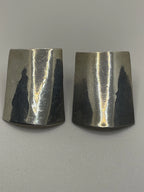 Preowned Vintage Silver Minimalist Rectangular Post Earrings