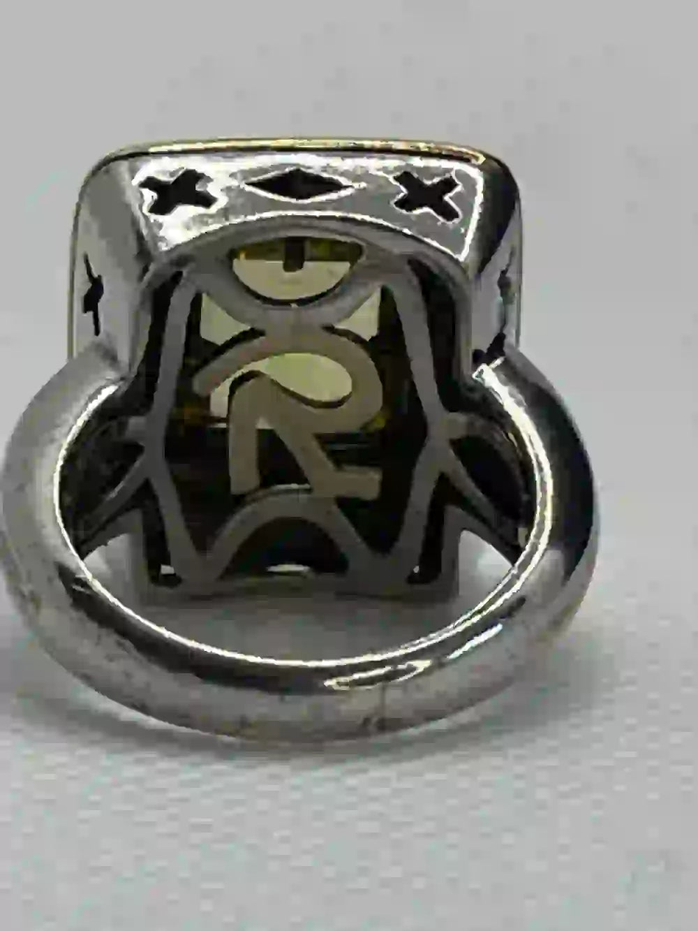 Back view of Raquel Welch Collection Sterling Silver, 18k gold, Citrine Cocktail Ring