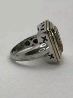 Left view of Raquel Welch Collection Sterling Silver, 18k gold, Citrine Cocktail Ring