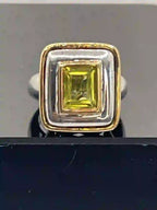 Front view of Raquel Welch Collection Sterling Silver, 18k gold, Citrine Cocktail Ring