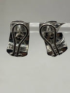 Back View of Judith Ripka Retired Thailand 925 Silver Dome Half Hoop Earrings