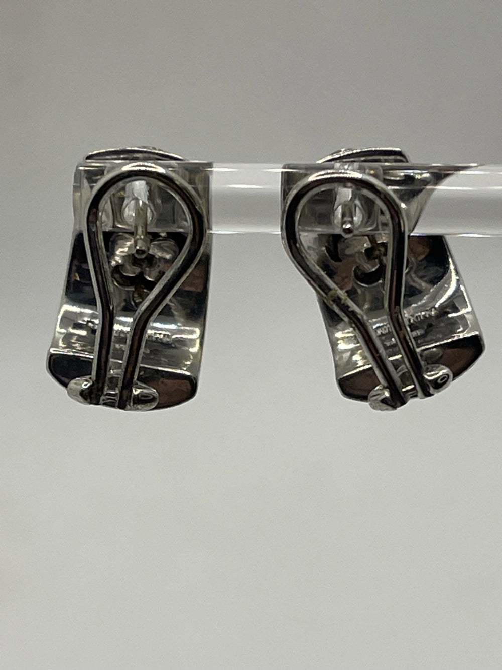 Back View of Judith Ripka Retired Thailand 925 Silver Dome Half Hoop Earrings