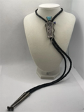 Signed Roy Talahaftewa Hopi Sterling Silver Overlay Bolo Tie