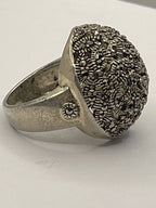 Side VIew of the Thai 925 Silver and Marcasite Dome Cocktail Ring