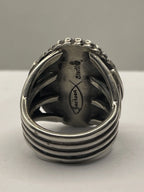 Back View of the Tommy Jackson Vintage Navajo Black Web Turquoise Mens Sterling Silver Ring