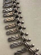 Closeuo of Vintage 1980s Dulce Taxco Sterling Silver Necklace and Earrings