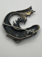 Back view of the Vintage 925 Silver Curved Koi Fish Pendant