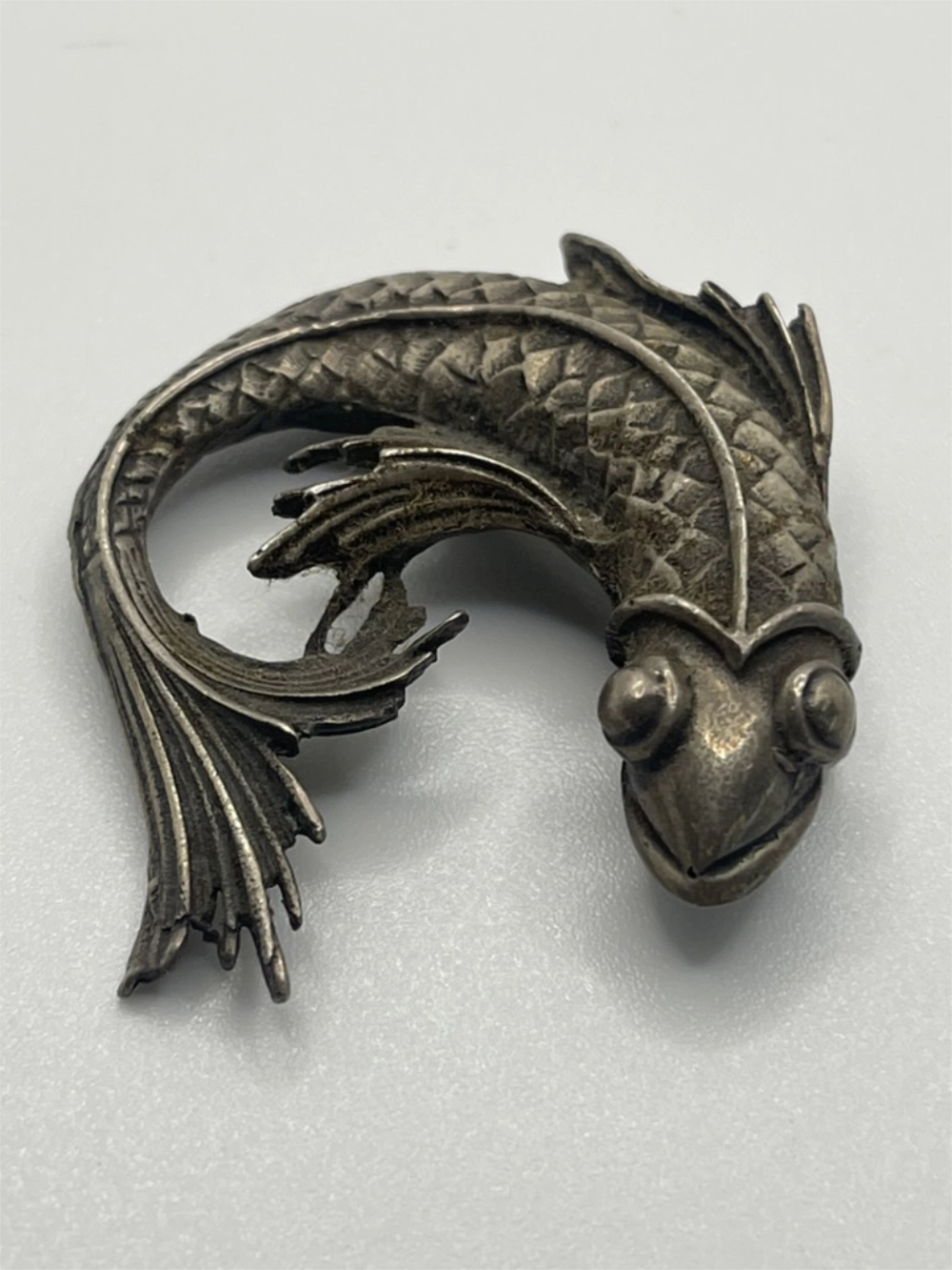 Vintage 925 Silver Curved Koi Fish Pendant