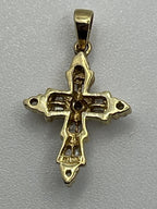 Back of the Vintage Abraham David Lowenstark 10k Yellow Gold Diamond Cross Pendant