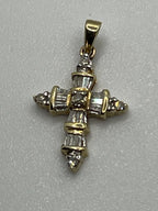 Vintage Abraham David Lowenstark 10k Yellow Gold Diamond Cross Pendant