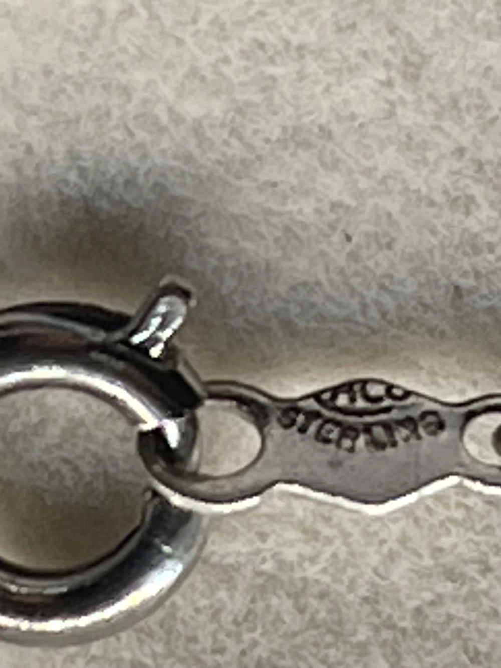 Clasp with Sterling engraved on a Vintage Mid-Century Sterling Sycamore Helicopter Seed Necklace
