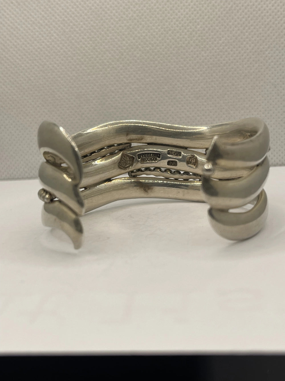 Back of Vintage Anthony Pineda 970 Sterling Silver Modernist Cuff Bracelet
