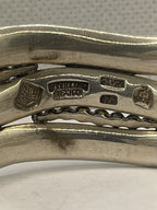 Closeup of Vintage Anthony Pineda 970 Sterling Silver Modernist Cuff Bracelet