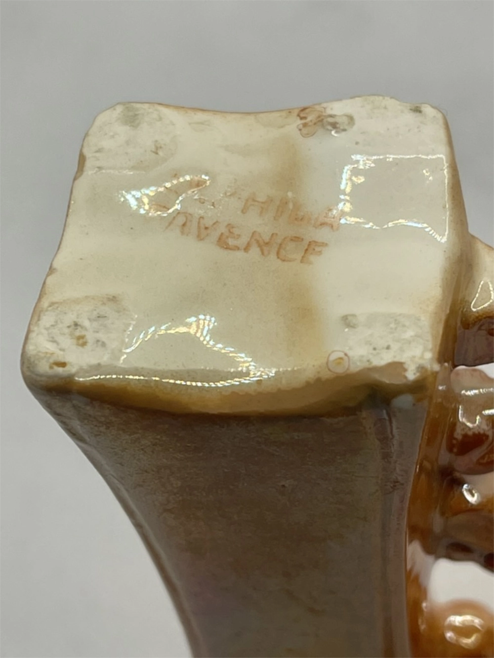 Top Left view of the Vintage German Art Deco Lamilia Favence Double Bud Vase