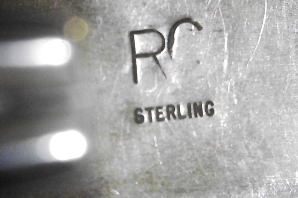 RC Sterling etched into back of Vintage Signed Authentic Rose Castillo Native American Navajo Cluster Turquoise and Sterling Cuff Bracelet