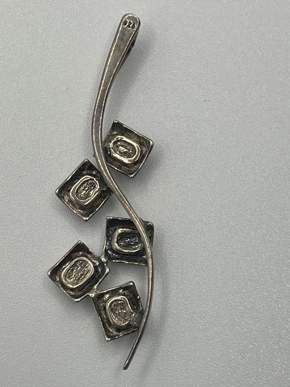 Back of the Vintage Baltic Amber Modernist Silver Pendant