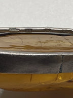 Side Closeup view of the Vintage Baltic Honey Amber Silver Floral Brooch