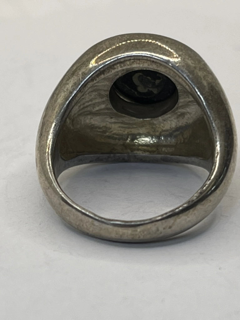 Back VIew of the Vintage Retired Barse Thai 925 Black Onyx and 925 Sterling Silver Signet Ring