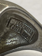 Closeup of Vintage Retired Barse Thai 925 Black Onyx and 925 Sterling Silver Signet Ring