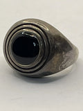Front View of the Vintage Retired Barse Thai 925 Black Onyx and 925 Sterling Silver Signet Ring
