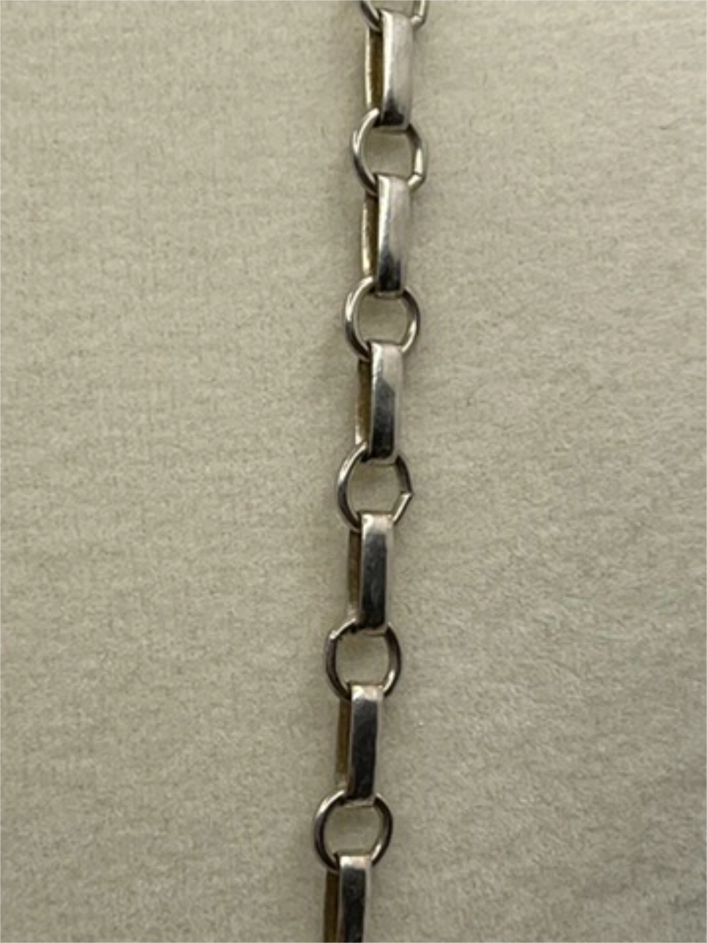 Closeup of the Vintage Southwestern Navajo Style Long and Short Sterling Silver Rolo Link Chain Necklace