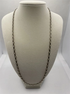 Vintage Southwestern Navajo Style Long and Short Sterling Silver Rolo Link Chain Necklace