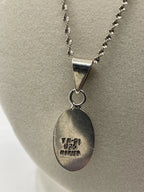 Blue Stone back of the Vintage Taxco Mexican Modernist TM-31 Lapis Lazuli 925 Silver Pendant Necklace