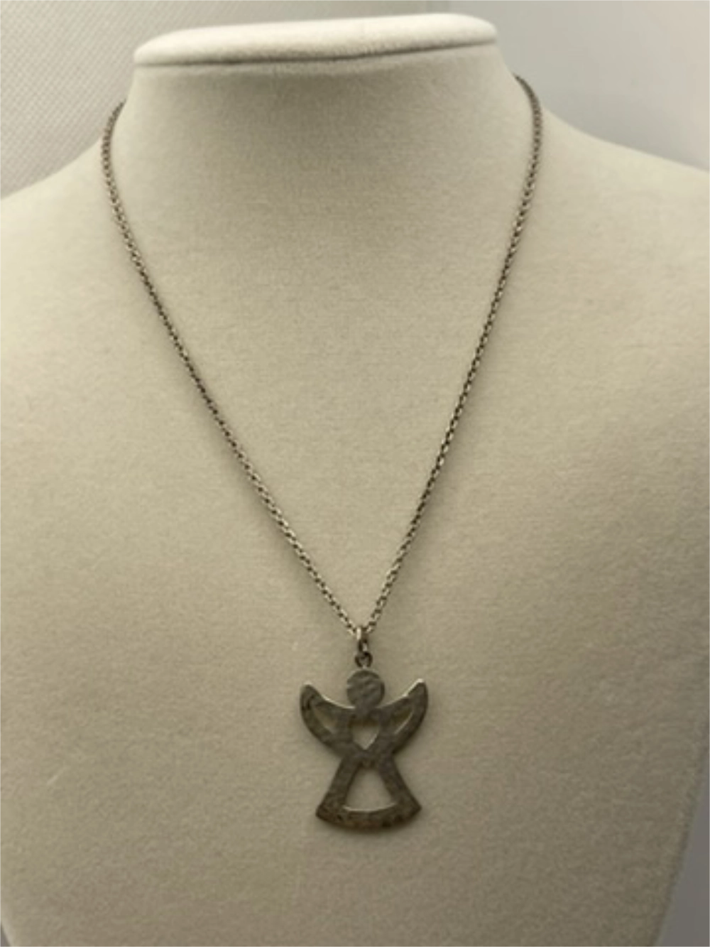 Vintage Carina F Made in Sweden Sterling Silver Angel Heart Pendant Necklace