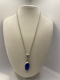 Vintage Taxco Mexican Modernist TM-31 Lapis Lazuli 925 Silver Pendant Necklace