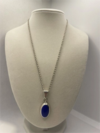 Vintage Taxco Mexican Modernist TM-31 Lapis Lazuli 925 Silver Pendant Necklace