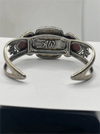 Back of Vintage Carolyn Pollack Brown Red Agate Sterling Silver Southwestern Style Cuff Bracelet