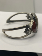 Side view of Vintage Carolyn Pollack Brown Red Agate Sterling Silver Southwestern Style Cuff Bracelet