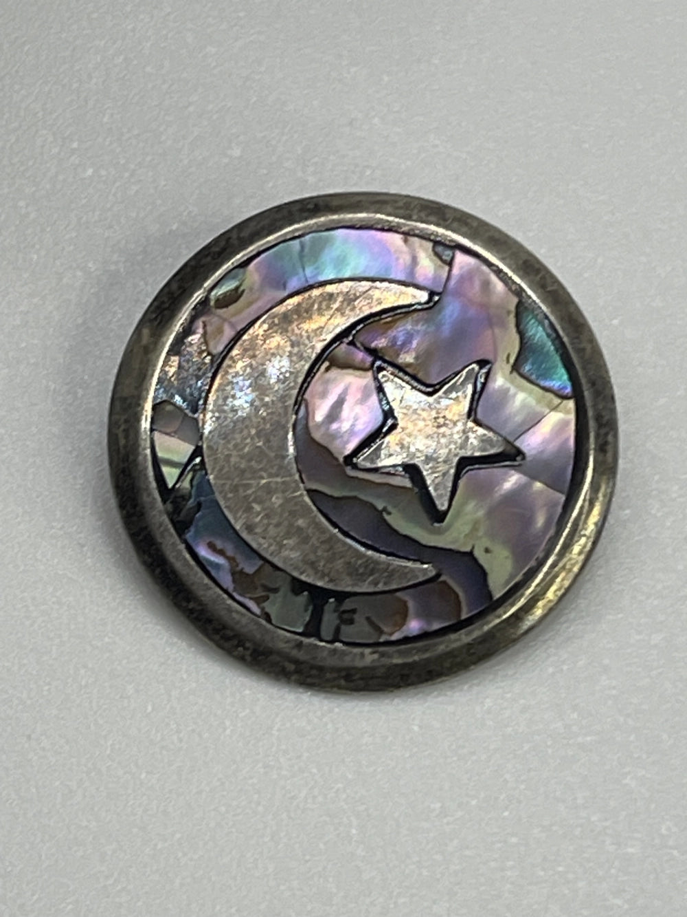Vintage Celestial Sun Moon Abalone Pendant