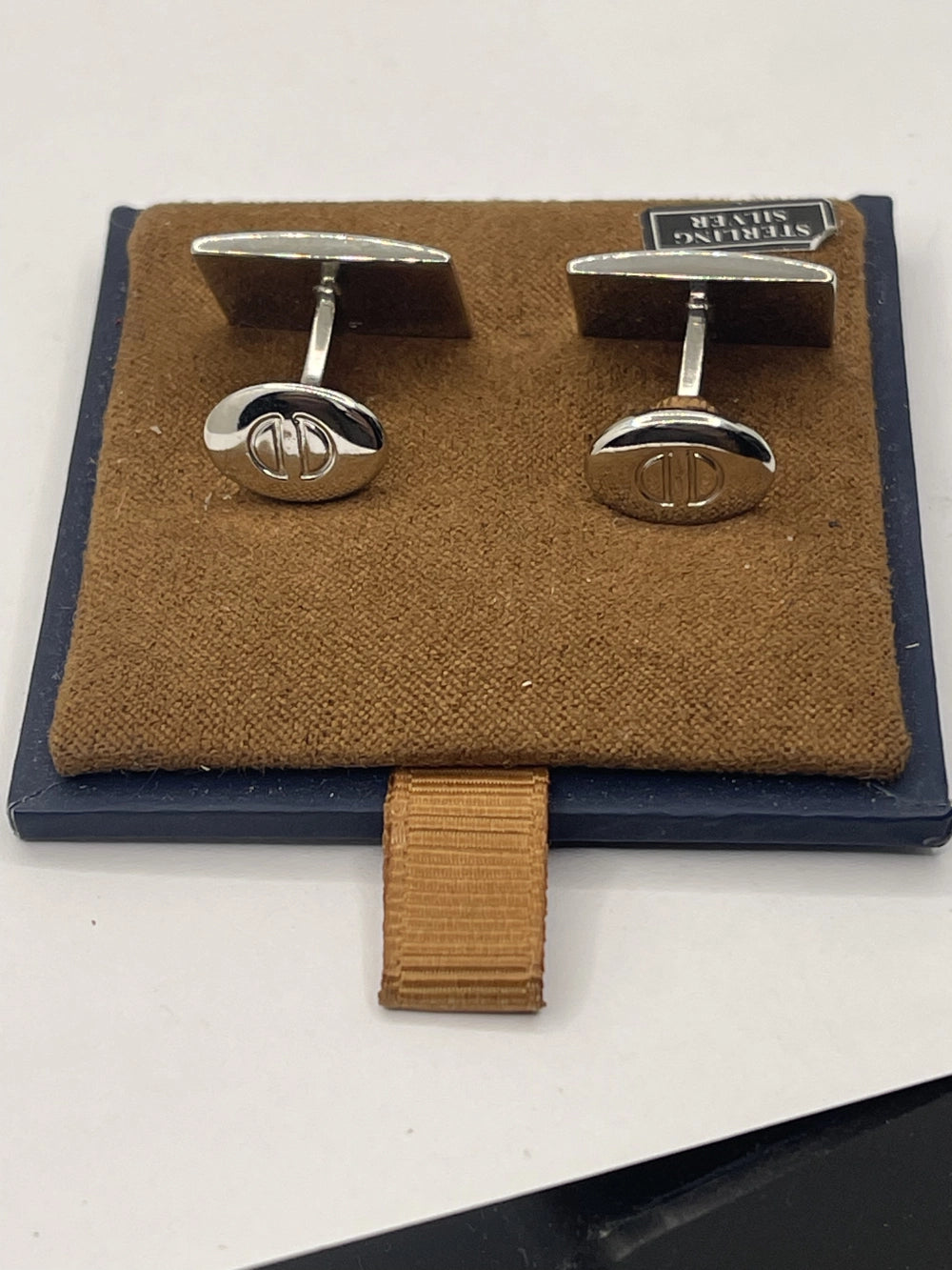 Back view of Vintage David Donahue Sterling Silver Rectangular Cufflinks