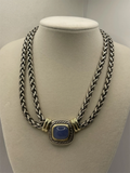 Vintage David Yurman Albion Blue Chalcedony Double Strand Choker Necklace 925 14k