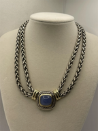 Vintage David Yurman Albion Blue Chalcedony Double Strand Choker Necklace 925 14k
