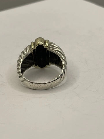Back View of the PreLoved David Yurman Two Tone Silver Gold Shrimp Cable Dome Ring