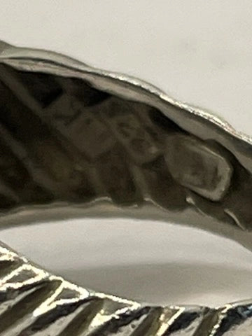 Right Closeup of PreLoved David Yurman Two Tone Silver Gold Shrimp Cable Dome Ring
