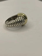 Side View of the PreLoved David Yurman Two Tone Silver Gold Shrimp Cable Dome Ring