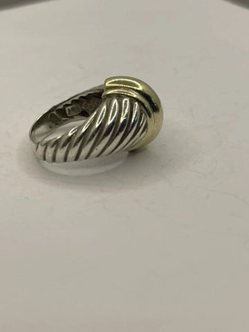 Side View of the PreLoved David Yurman Two Tone Silver Gold Shrimp Cable Dome Ring