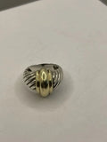 Front View of the PreLoved David Yurman Two Tone Silver Gold Shrimp Cable Dome Ring