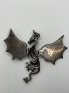 Back view of the Vintage Gothic 925 Silver Articulated Dragon Pendant