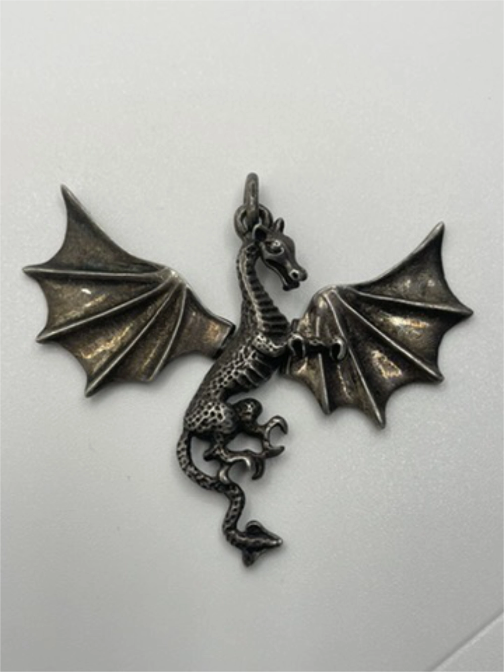 Hinge and Hallmark of the Vintage Gothic 925 Silver Articulated Dragon Pendant