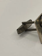 Closeup side view of Vintage Hebrew Chai Life Sterling Silver Eilat Stone Cufflinks